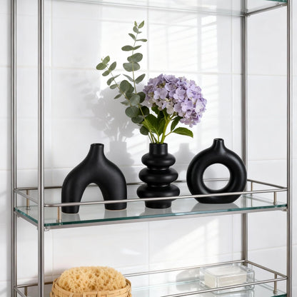 Ceramic 3 Pcs Vase Set,Modern Home Decor Table Centerpiece,Minimalist Nordic Vases, Wedding, Living Room, Bookshelf, Office, Modern Home, Entryway Boho Decor (D)