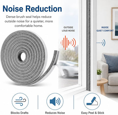 Self-Adhesive Door Draft Stopper & Weather Stripping Door Seal – Gray, 33 Ft x 0.35" Wide x 0.35" Thick Foam Seal Strip – Draft Blocker, Noise Reduction, Insulation