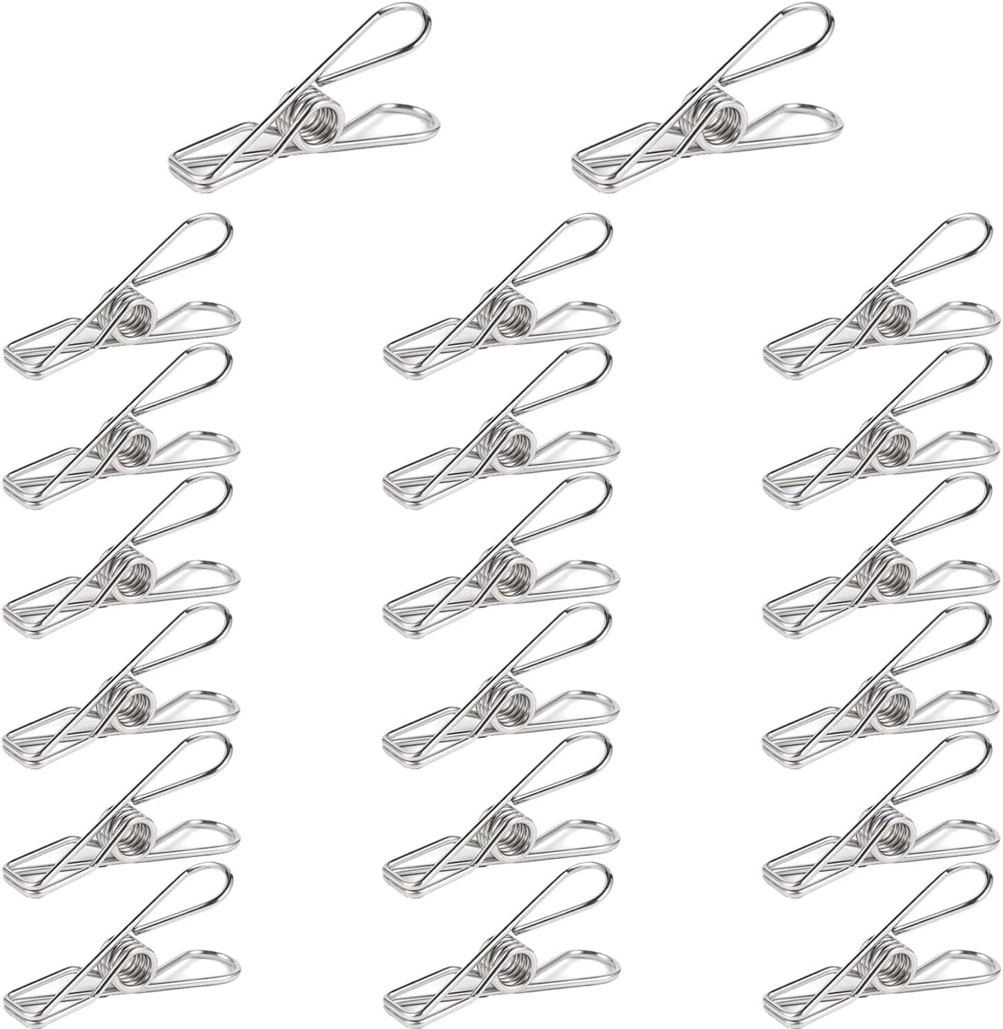 Stainless Steel Laundry Clothes Hangers Heavy Duty Outdoor, Clothespins for Hanging Clothes, Metal Clips, Metal Snack Bag Chip Clips for Food Packages 20PCS
