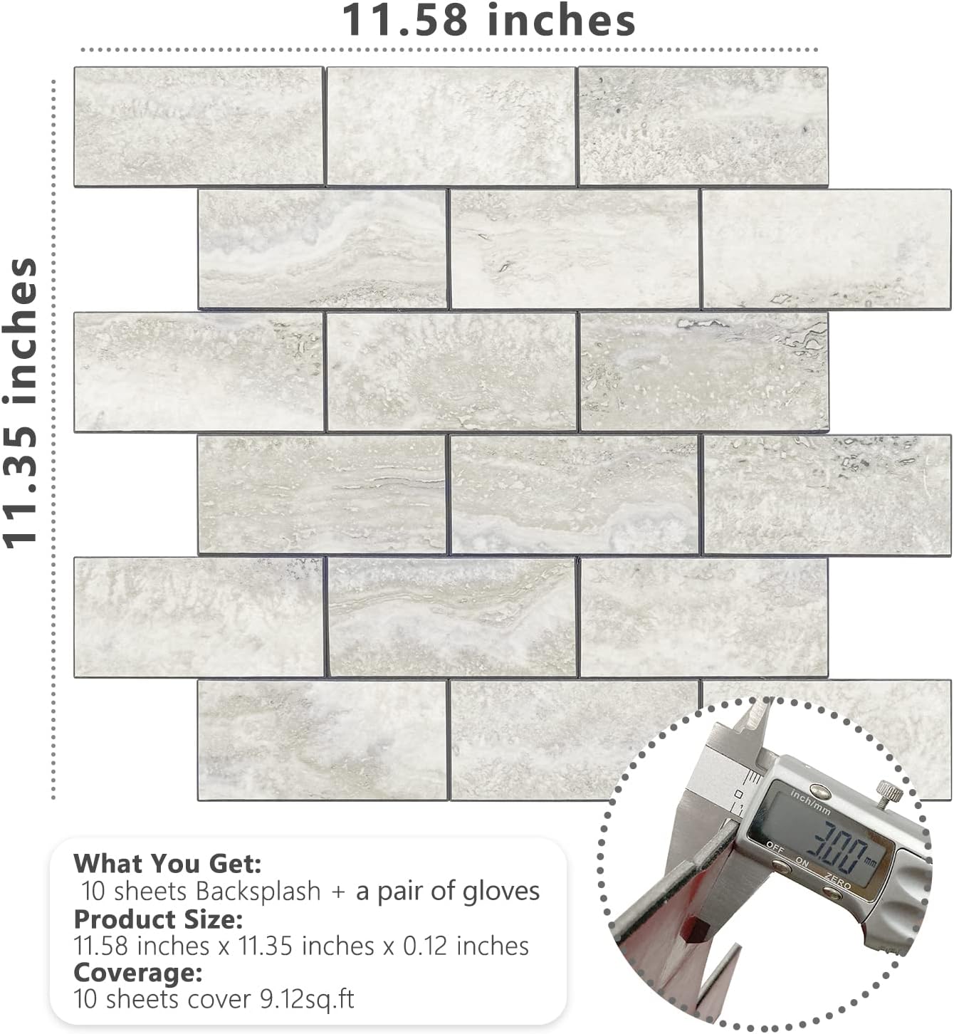 STICKGOO 10-Sheet Subway Tile Peel and Stick Backsplash, Seamless Design Polished Eurasia Beige Kitchen Backsplash Wall Tiles, Glossy Surface Waterproof Stick on Tile for Bathroom, RV, Fireplace