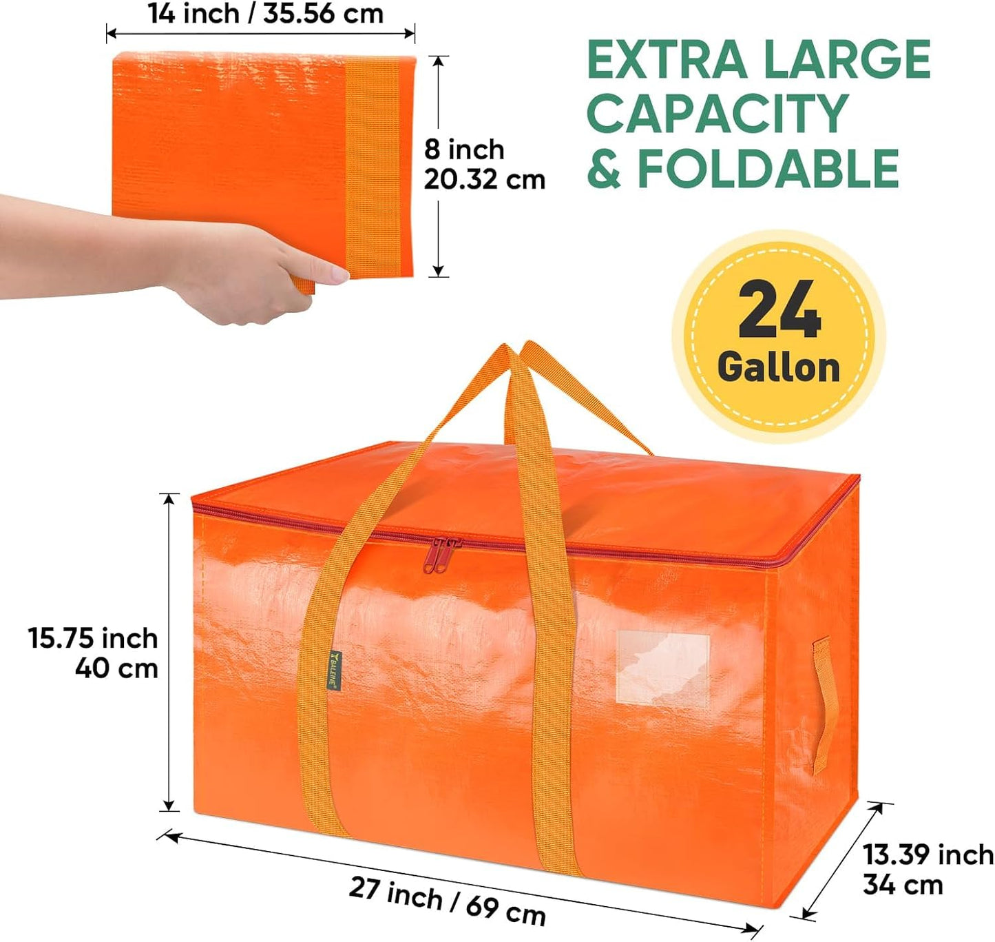 BALEINE 6-Pack Oversized Moving Bags with Reinforced Handles, Heavy-Duty Storage Tote for Clothes, Moving Supplies (Clear, 6-Pack)