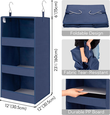 GRANNY SAYS 3-Shelf Hanging Closet Organizer and Storage, Collapsible Hanging Closet Shelves, Hanging Organizer for Closet & RV, Gray, 29 ½" H X 12" W X 12" D, 1-Pack