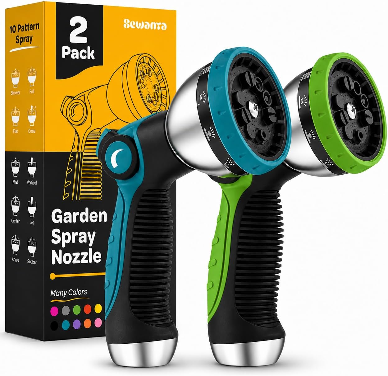 Hose Nozzle [Blue] Heavy Duty Hose Sprayer With 10 Adjustable Watering Patterns. Thumb Control Design, Comfortable Ergonomic Grip, Garden Hose Nozzle for Watering Plants & Lawns/Fun showers/Cleaning