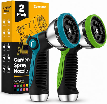 Hose Nozzle [Blue] Heavy Duty Hose Sprayer With 10 Adjustable Watering Patterns. Thumb Control Design, Comfortable Ergonomic Grip, Garden Hose Nozzle for Watering Plants & Lawns/Fun showers/Cleaning