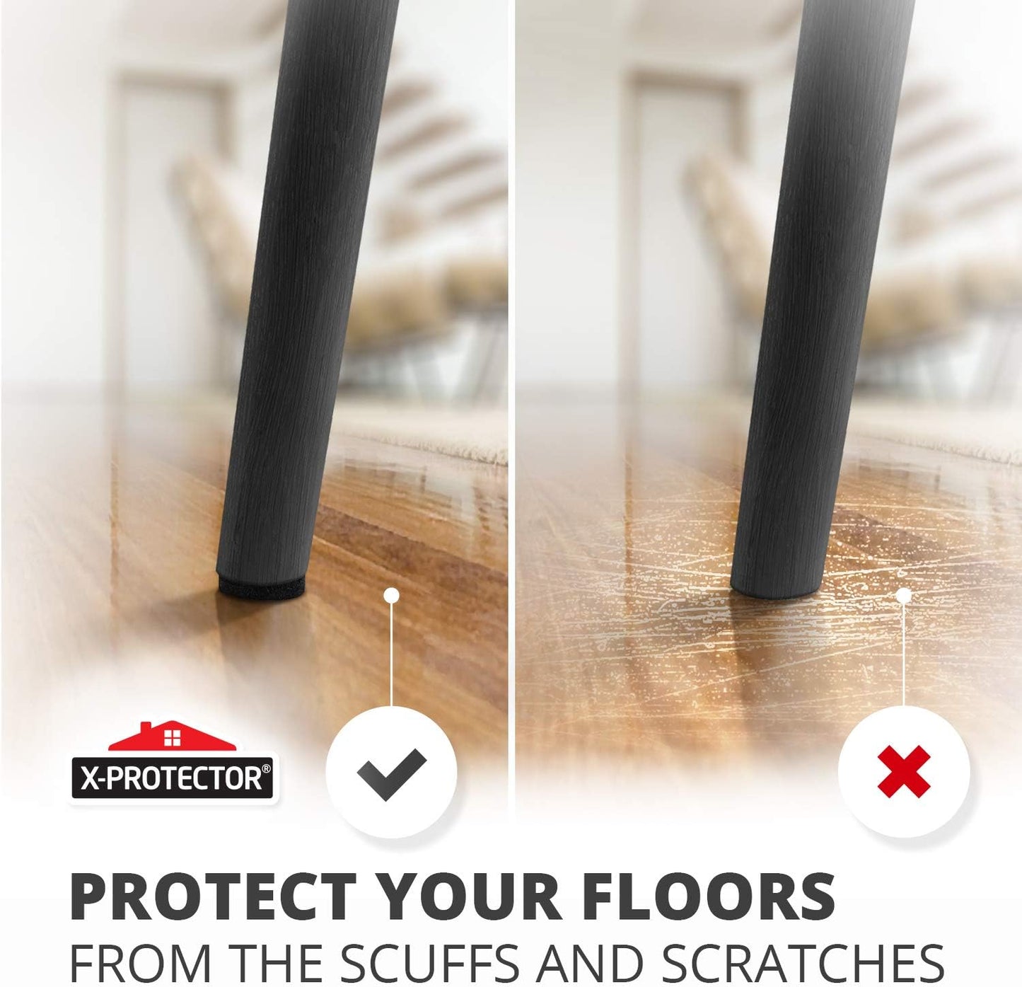 Felt Furniture Pads X-PROTECTOR - 48 Premium Floor Protector Chair Felts for Feet Wood Floors Best Hardwood Protect Your Hard Floors! (Brown)