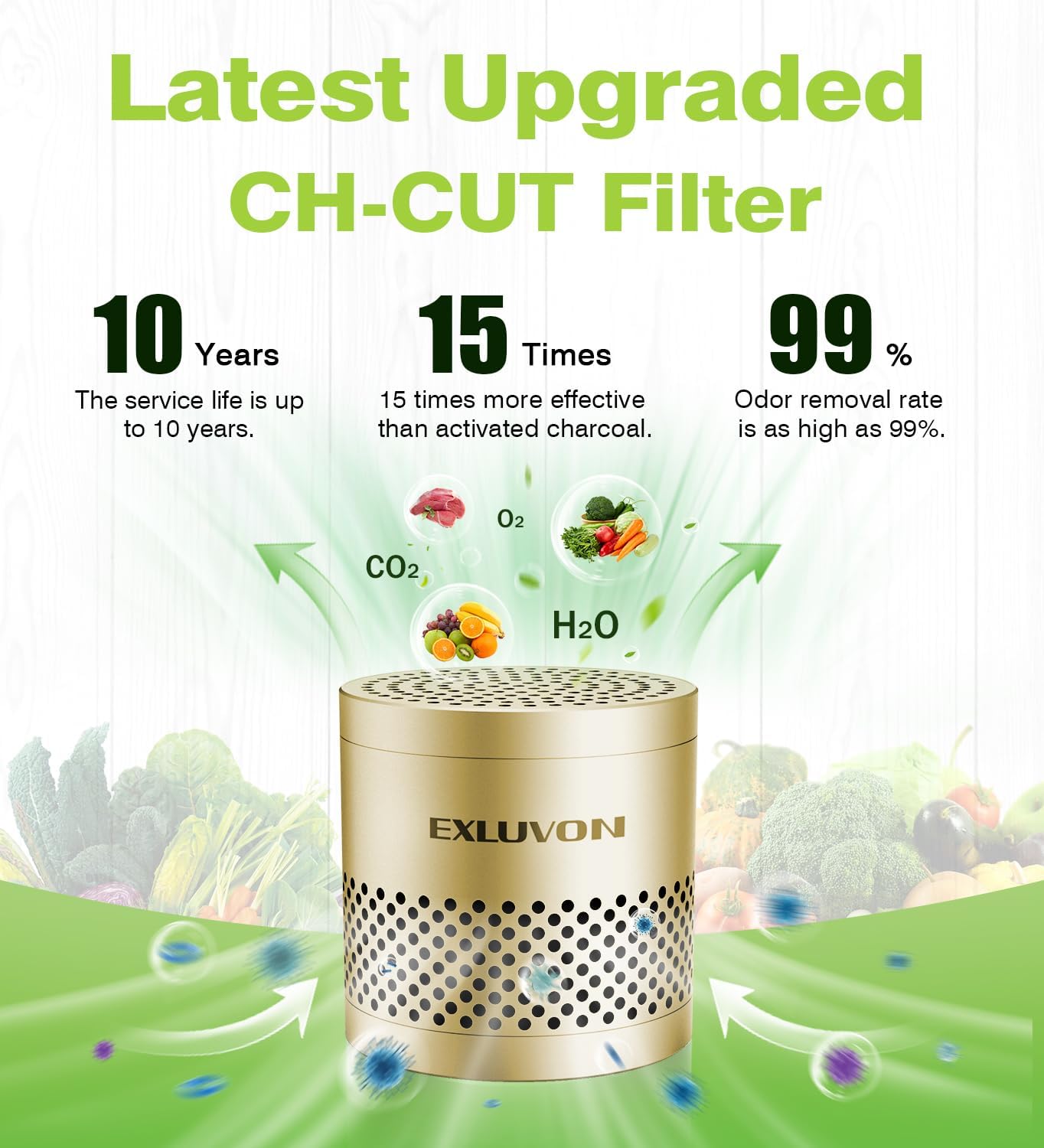 Refrigerator Deodorizer, Fridge Odor Eliminator Lasts for 10 Years, Household Essentials Fridge Smell Eliminator, More Effective Than Baking Soda and Bamboo Charcoal Air Purifying Bag, Black