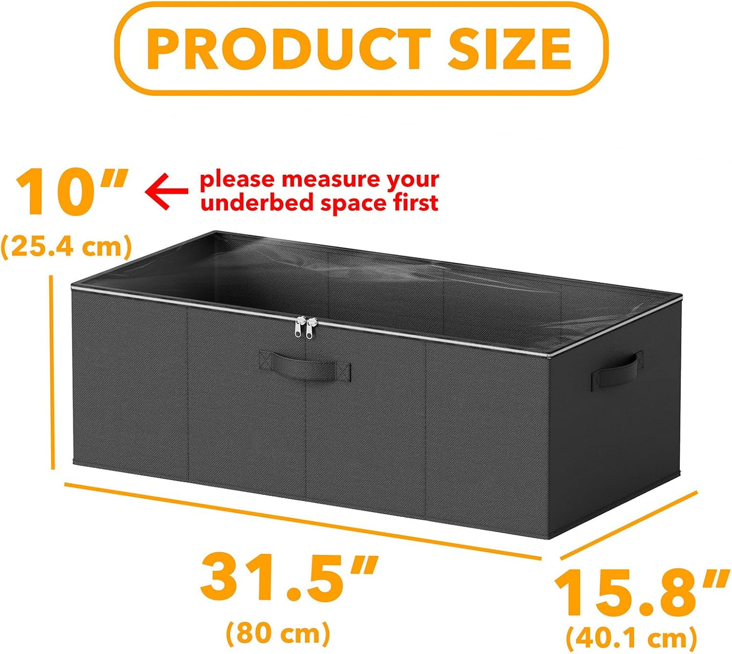 SpaceAid 3 Pack 10" High Under Bed Storage Containers, Large Underbed Storage Organizer Bins with Lids for Bedroom, Dorm, Clothes, Closet Organization, Bed Sheets and Blankets (Gray)