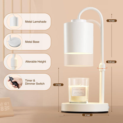 CASTLELIFE Candle Warmer Lamp with Timer & Dimmer, Height Adjustable Electric Wax Melt Warmer for Jar Candles, Gifts for Mom Home Decor, Black