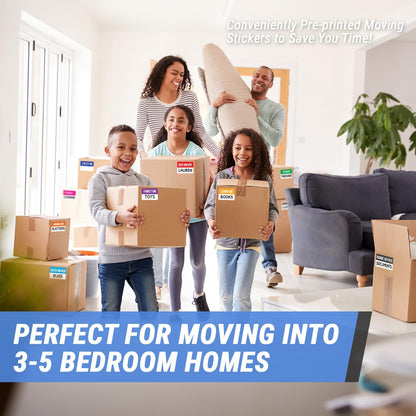 Home Moving Labels (3 x 2 inch, 10 Designs - 300 Labels) for 1-2 Bedroom, Color Coded Moving Stickers w/Writable Note Area, Fragile, Heavy & Extra Blank Stickers