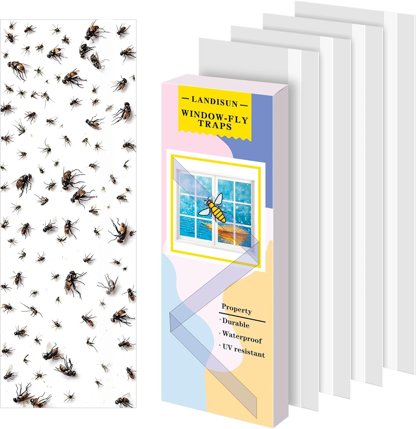 Landisun Fly Trap Indoor Fruit Fly Traps Mosquitos Gnat Windows Bug Sticky Glue Traps 30 Pack