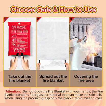 10 Pack Fire Blanket Emergency for Home Kitchen, 39 x 39 Large Emergency Fire Suppression Blankets Fiberglass Flame Retardant Protection for Home Kitchen Car Office Warehouse Camping Safety