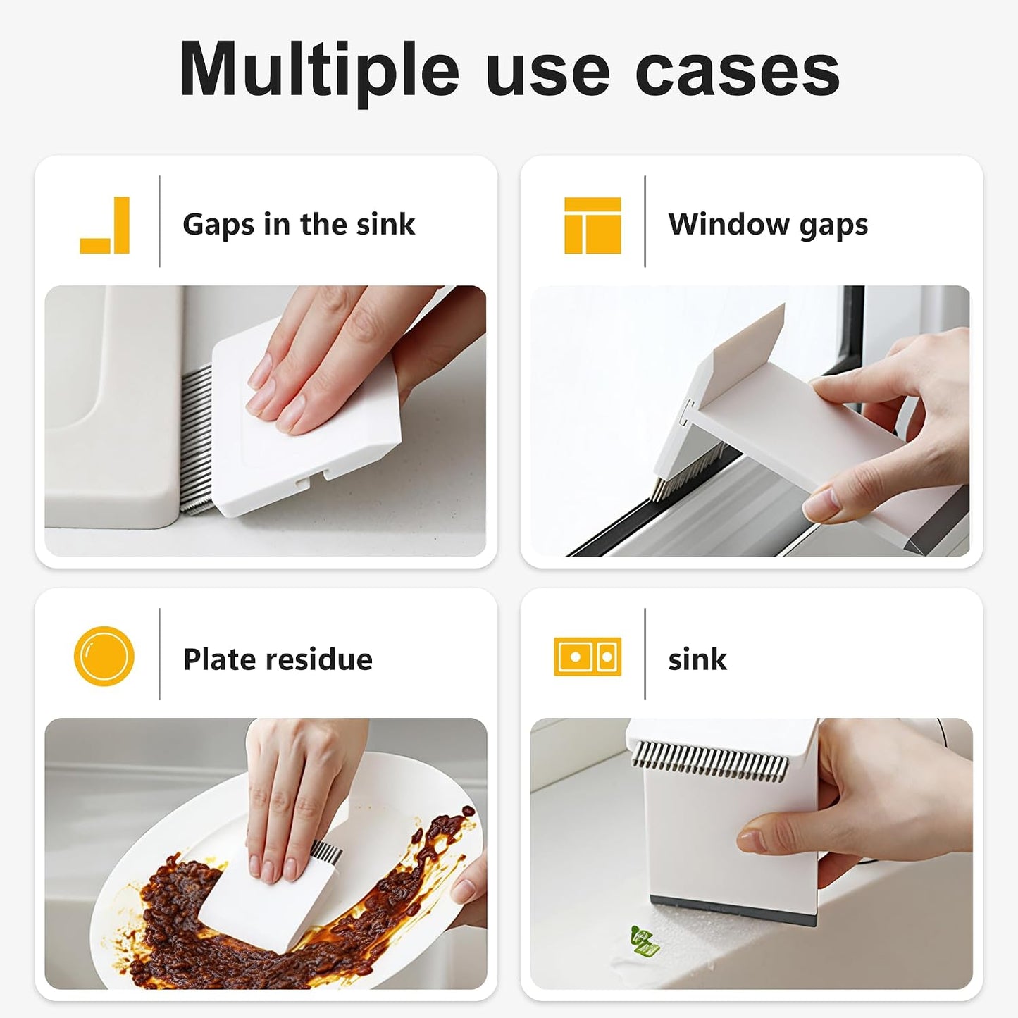 Li&Zhao Sink Squeegee 2-in-1 Scrub Brush, Multi-Functional Small Squeegee for Sink and Countertop Cleaner, Effective Sink Scraper for Wet Dry Messes on Kitchen Surfaces, Tiles, Stove