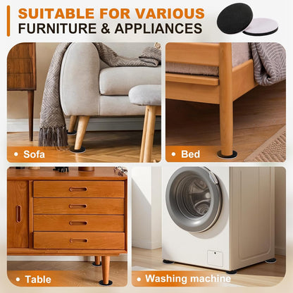 Furniture Sliders 24 PCS 3 1/2” Felt Furniture Sliders Furniture Pads for Hardwood Floors Felt Furniture Slider for Heavy-Duty Furniture Reusable Moving Pads Floor Protectors for Furniture