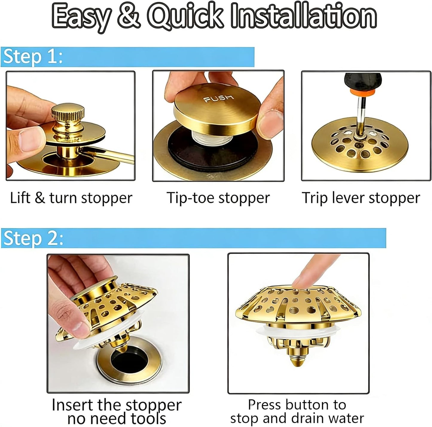 AzWzz Bathroom Sink Stopper,Sink Hair Catcher,Bathroom Sink Drain Strainer Pop Up Drain Cover Plug,Universal for 1.1 to 1.65in Sink Drain Hole