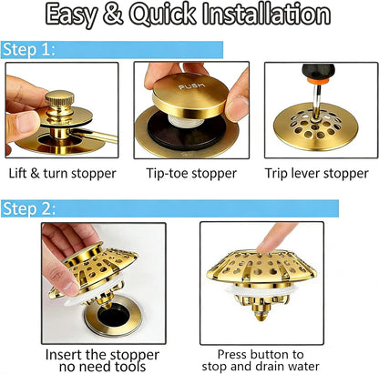AzWzz Bathroom Sink Stopper,Sink Hair Catcher,Bathroom Sink Drain Strainer Pop Up Drain Cover Plug,Universal for 1.1 to 1.65in Sink Drain Hole