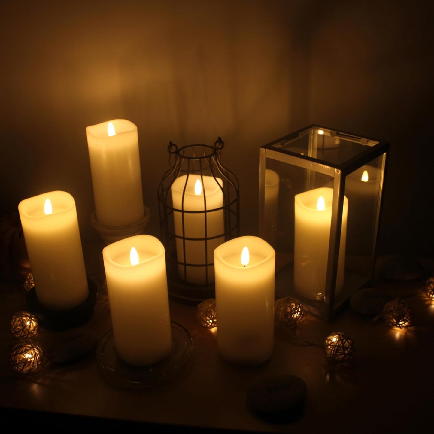 Stonebriar 6 Count White Real Wax 3x3 Flameless LED Pillar Candles with Remote and Timer