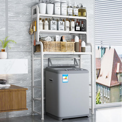 3-Tier Expandable Over Toilet Washing Machine Dryer Storage Utility Rack Bathroom Organizer Rack Laundry Room Storage and Organizer Standing Shelf Space Saving