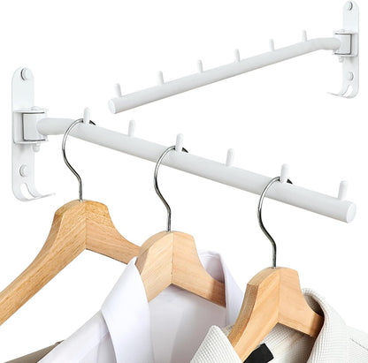 Alise Swing Clothes Hanger Rack,Black Garment Racks Wall Mounted(2P) | Clothes Bar-Hanger Hooks Heavy Duty Swivel Drying Rack Clothing Hanging System Closet Storage Organizer