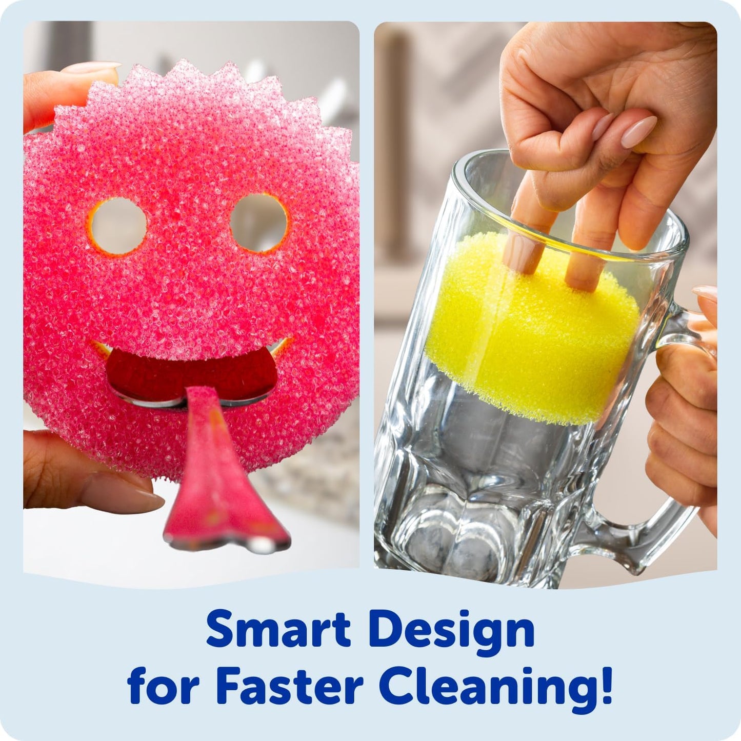 Scrub Mommy Kitchen Sponges (6) + Daddy Caddy Sponge Holder - Scratch-Free Cleaning Sponges for Dishes & Dish Scrub for Multipurpose Cleaning - BPA Free Polymer Foam - Stain & Odor Resistant (7 Count)