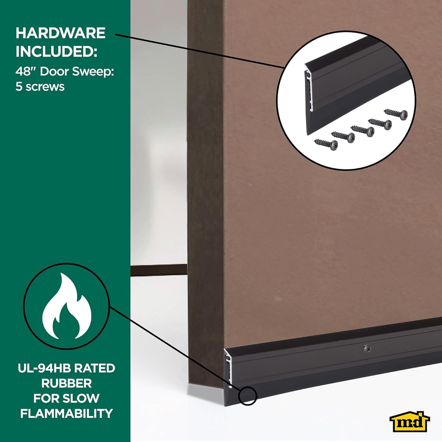 M-D Building Products 68247 All Season Aluminum Door Sweep for Bottom of Door, Heavy Duty Rubber Seal, Exterior & Interior Weather Stripping Bottom Door Seal, Commercial & Residential, (Silver, 36in)