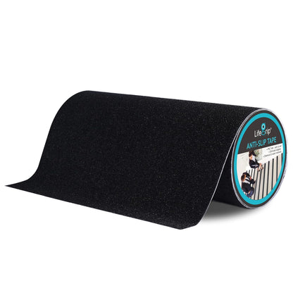 Lifegrip Anti Slip Tape, 4 Inch x 15 Foot Non-Slip Traction Grip Tape for Stairs, Waterproof Stair Treads Grip Non Slip, Non Skid Tape for Steps, Outdoor Black Grip Tape (4" X 15')