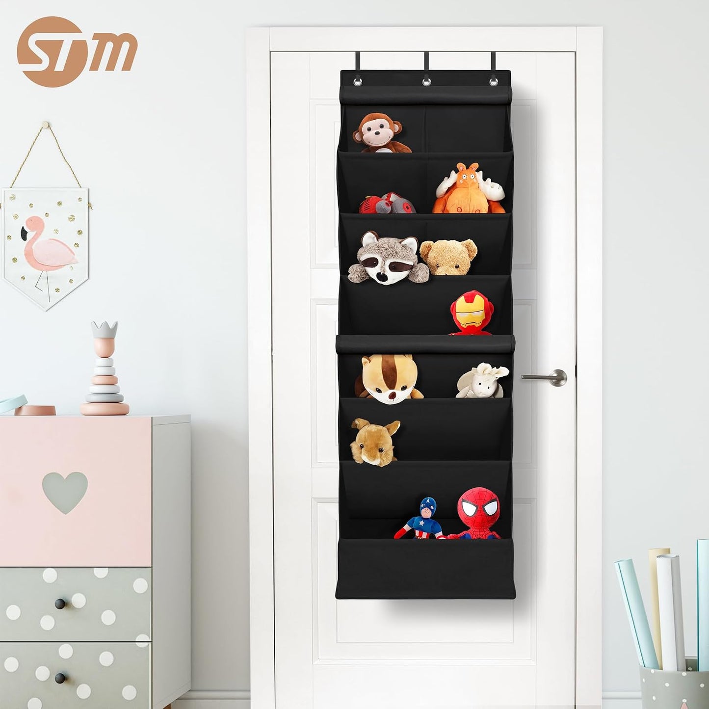 STORAGE MANIAC Over the Door Shoe Organizer with Curtain Dustproof Heavy-Duty Large Deep Pocket Hanging Shoe Organizer for Closet Dorm & Narrow Door Storage Shoe Holder Shoe Rack, 9-Shelf Beige 1 Pack