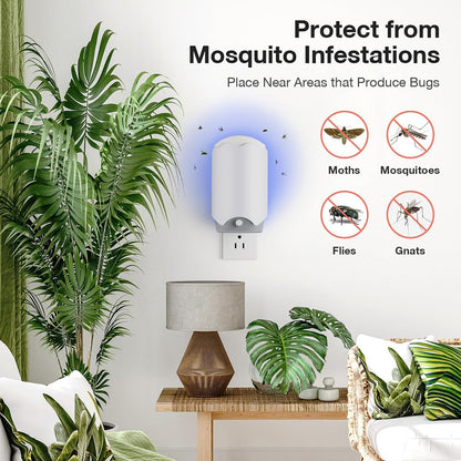 Forhimn Fly Trap Indoor, 2 Plug-in Fly Catchers with 6 Glue Card Refills, Fruit Fly & Gnat Trap for Home, Sticky Flying Insect Trap for Flies, Moths, Safe & Mess-Free