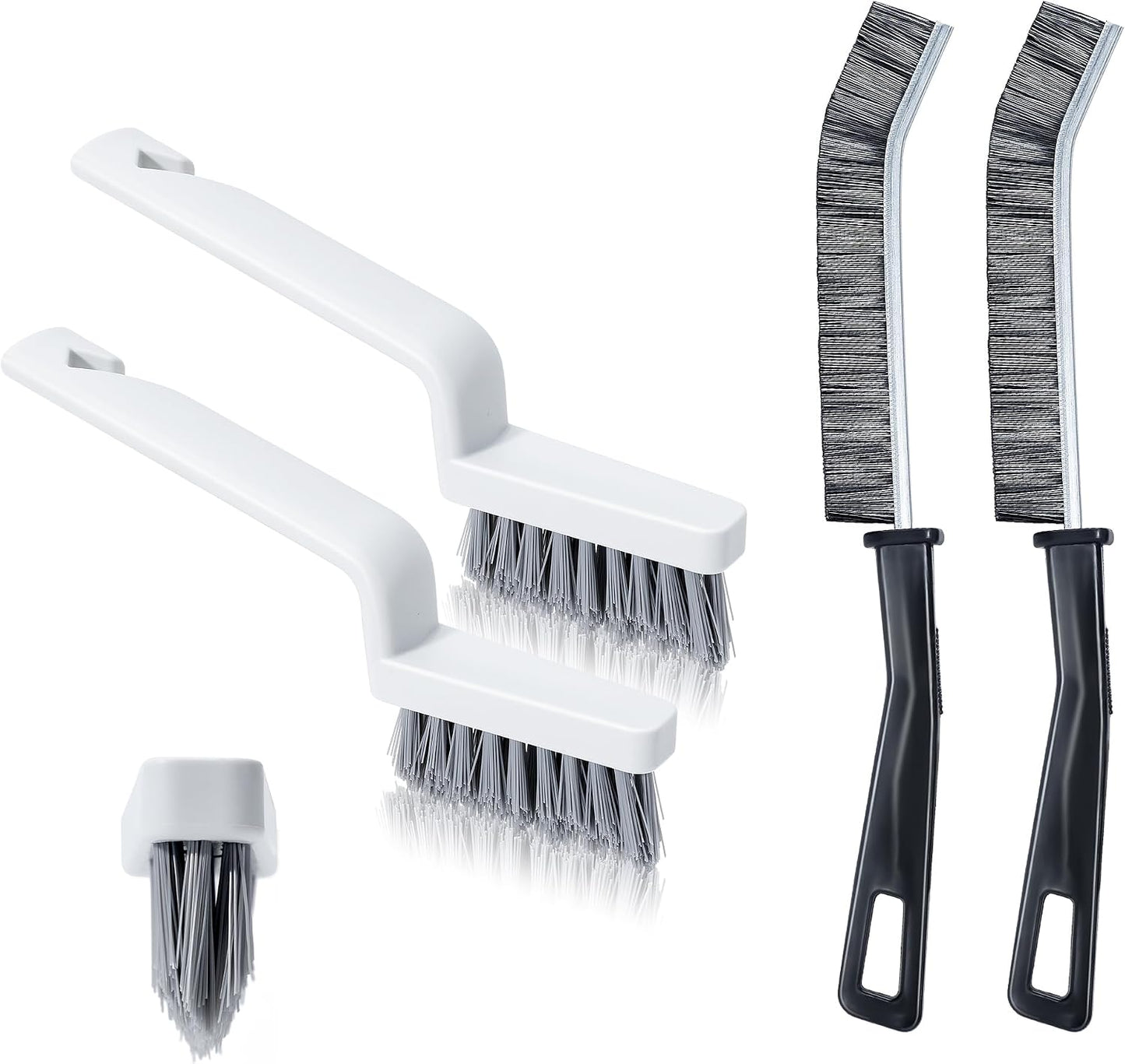 SIMPOR 4Pcs Grout Cleaner Brush Set, V Shape Grout Brush & Crevice Cleaning Brush, Stiff Tile Brush for Bathroom Kitchen Shower Floor Window Grout Cleaning Brush Gap Cleaning