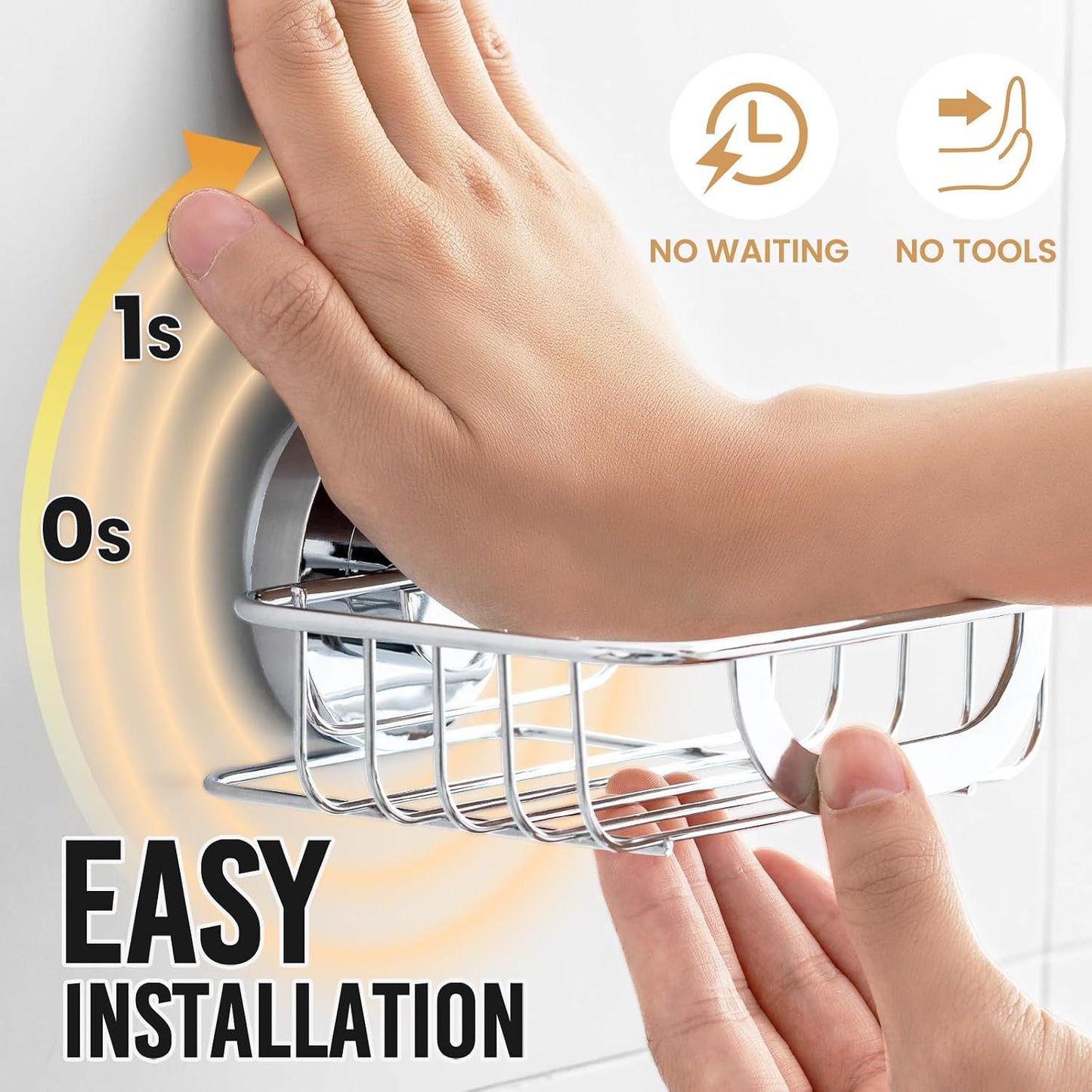 LEVERLOC Soap Dish Holder for Shower Suction Cup Wall Mounted Self Draining NO-Drilling Removable Bar Soap Sponge Holder for Bathroom Bathtub Kitchen Sink Waterproof Strong Vacuum Suction Adhesion