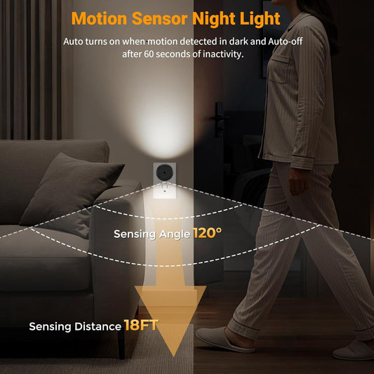 TSEXES LED Motion Sensor Night Lights,Plug-in Motion Activated Night Light,5000K Daylight,Bedroom, Hallway,Bedroom,Kitchen, Stairways, Non-Dimmable,4 Pack