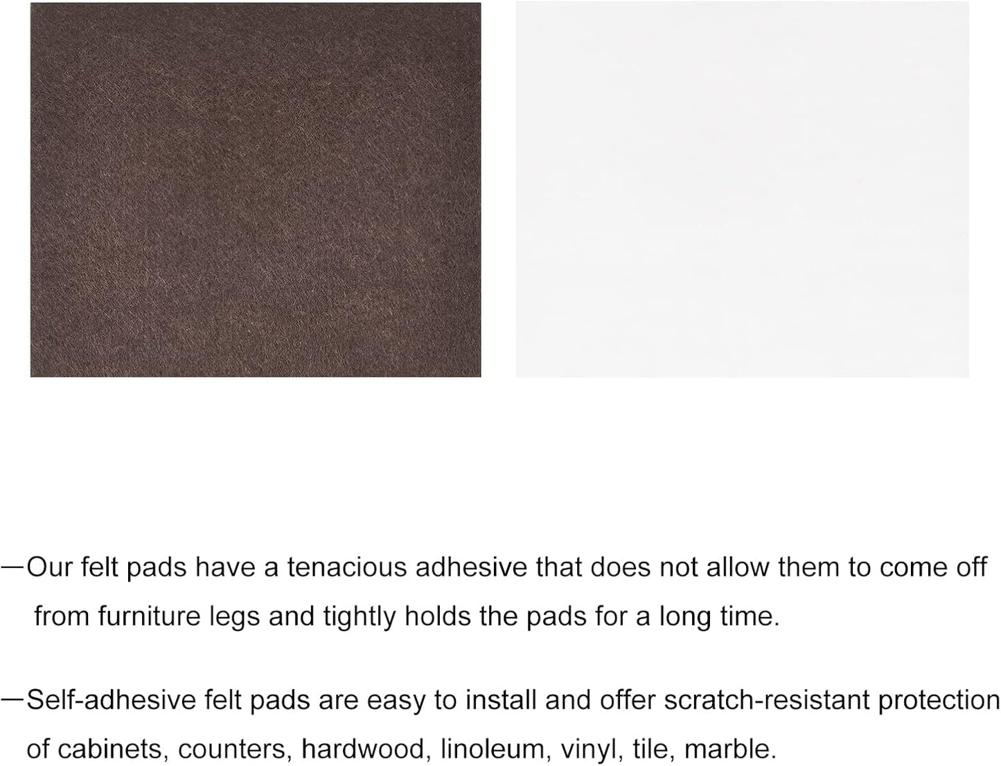 uxcell Felt Furniture Pads, 1.5-inch x 1-inch Self Adhesive Cuttable Anti Scratch Square Floor Protectors for Furniture Legs Hardwood Floor, Brown 16Pcs