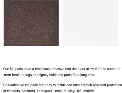 uxcell Felt Furniture Pads, 1.5-inch x 1-inch Self Adhesive Cuttable Anti Scratch Square Floor Protectors for Furniture Legs Hardwood Floor, Brown 16Pcs