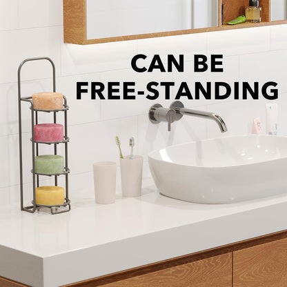 SpaceAid 4 Tier Shampoo Bar Holder for Shower, Self Draining Soap Bar Holders Caddy for Bathroom Wall and Kitchen Sink, Shampoo Bar Dish Rack, Stainless Steel Bar Soap Holder (Black)