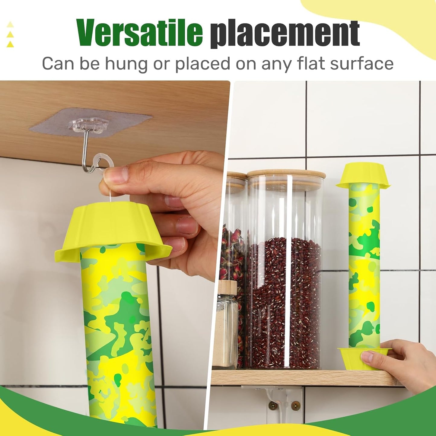 Qualirey 12 Pcs Sticky Fly Trap Fly Stick with Hanging Hook Adhesive Mosquito Catcher for Indoor Outdoor Trap Houseflies and Flying Insects Bee Wasp Moth Fly, 10.2 x 2.5 Inch