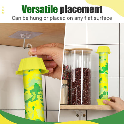 Qualirey 12 Pcs Sticky Fly Trap Fly Stick with Hanging Hook Adhesive Mosquito Catcher for Indoor Outdoor Trap Houseflies and Flying Insects Bee Wasp Moth Fly, 10.2 x 2.5 Inch