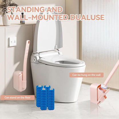 Disposable Toilet Brush with 48 Refills,Toilet Cleaning Supplies,Toilet Wand Brush Starter Kit,Wall Mounted Toilet Bowl Cleaner Brush with Holder for Bathroom Deep Cleaning & Hygiene (White)