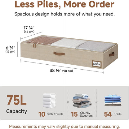 StorageWorks Large Under Bed Storage Containers with Handles and Label Holder, 2 Pack Ultra-thick Fabric Underbed Bins, Closet Organizer for Clothes, Blankets, Sweater