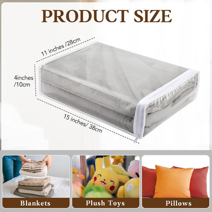 Riakrum 30 Pack Clear Zippered Storage Bags, 15x11x4 inches, Vinyl Plastic Sweater Sheet Organizers Storage Bags, PVC, for Clothes, Sheet, Blankets, Fabrics Organizers (White)