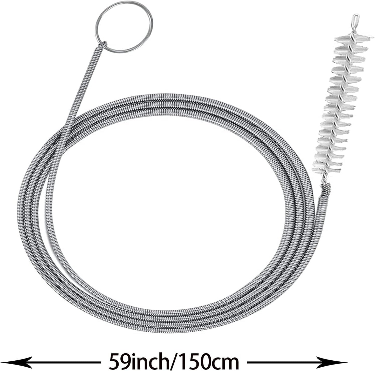 Extra Long Pipe Tube Cleaner Fridge Drain Pipe Dredging Tool Flexible Drain Brush Skinny Tube Spiral Cleaning Brush Drinking Straw Cleaner Brush Nylon Spring Aquarium Filter Brush 155CM (1)