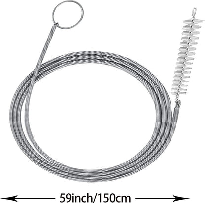 Extra Long Pipe Tube Cleaner Fridge Drain Pipe Dredging Tool Flexible Drain Brush Skinny Tube Spiral Cleaning Brush Drinking Straw Cleaner Brush Nylon Spring Aquarium Filter Brush 155CM (1)