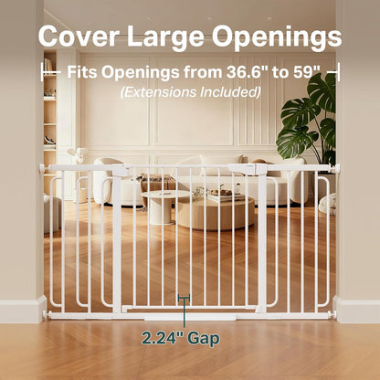 Cumbor 29.7-48" Baby Gate for Stairs, Mom's Choice Awards Winner-Dog Gate for Doorways, Auto Close Safety Pet Gate for Dogs Indoor, Easy Install Pressure Mounted Child Gate with Walk Thru Door, Brown