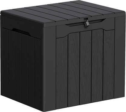 Greesum 31 Gallon Resin Deck Box All Weather Outdoor Storage Boxes for Patio Furniture Set,Outdoor Toys,Garden Tools,Black