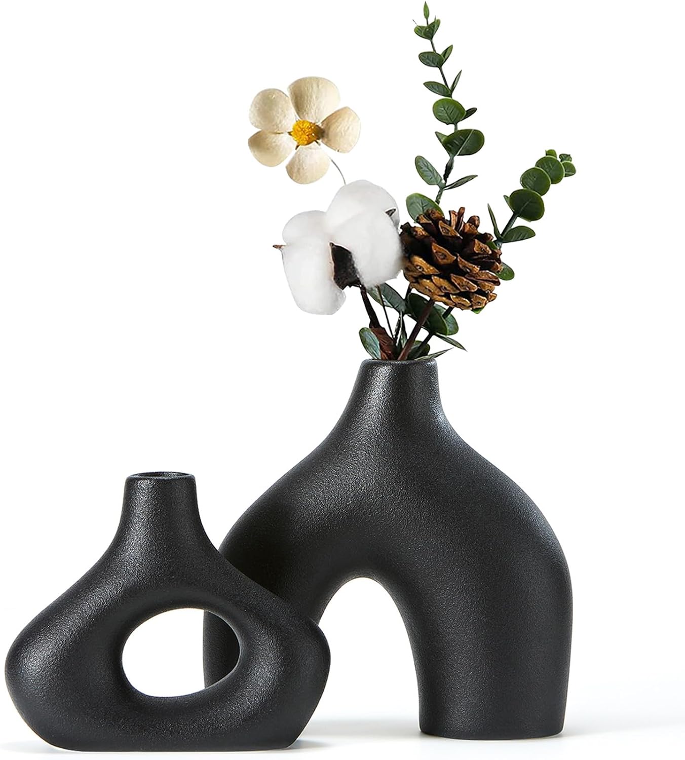 CEMABT Modern Nordic Boho Vase Set - Elegant Beige Matte Ceramic Vase for Living Room, Bookshelf, Mantel, Entryway Table & Console Decor | Home Decor Shelf Decorations Easter Gift