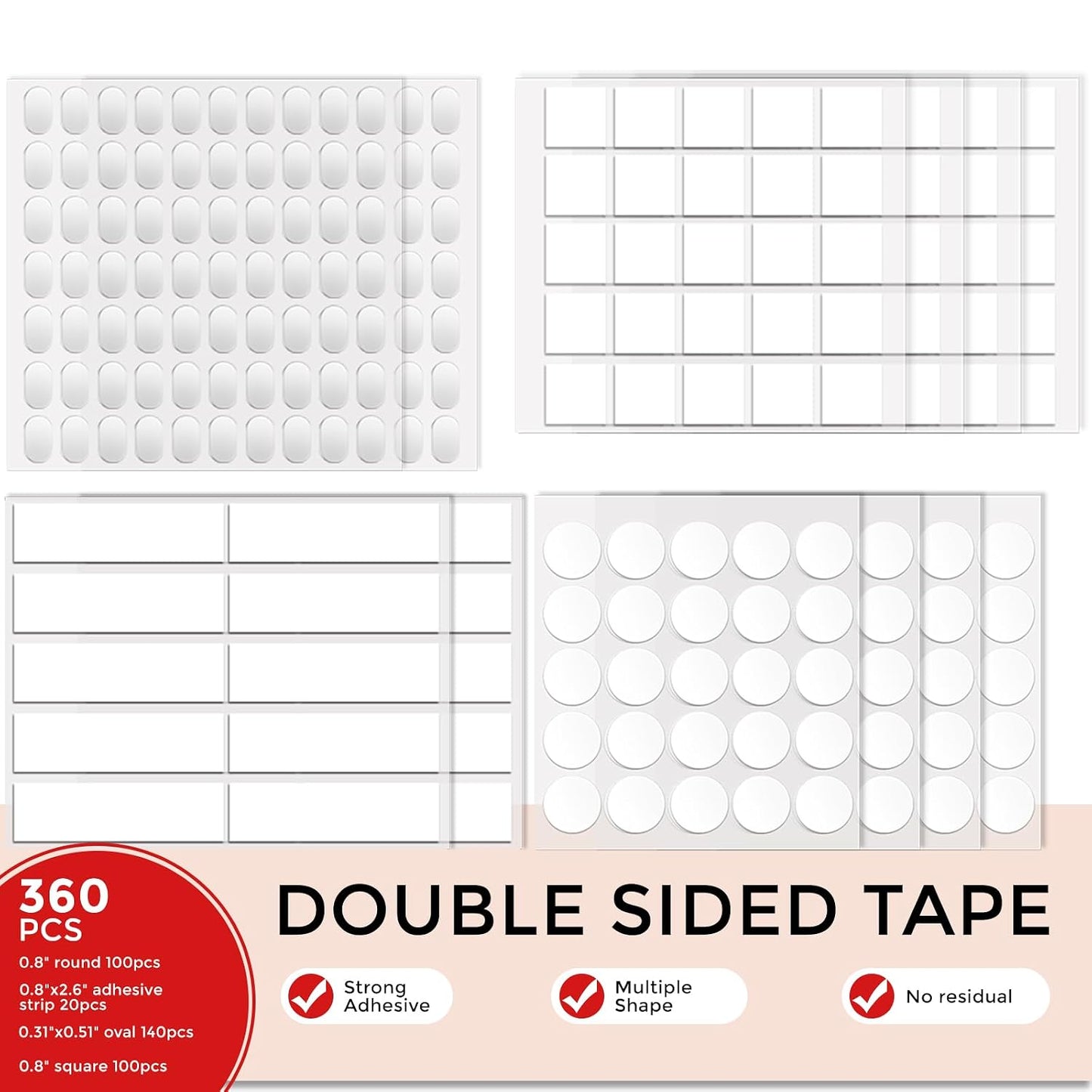 520pcs Double Sided Tape Wall Nano Sticky Dots Mounting Putty Two Sided Adhesive Strong Sticky Tack Multi-Shape Museum Putty No Traces - Crafts Poster Decoration Picture Hanging Crafting Party
