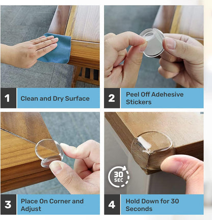 BABY PROOF ME Table Corner Protectors for Baby, Clear Furniture Corner Guards & Edge Safety Bumpers, Round Baby Proof Bumper, Table Edges & Sharp Corners Baby Proofing (12 Pack)