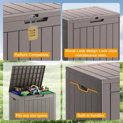 KAMABOKO 31 Gallon Outdoor Storage Box, Resin Deck Boxes Indoor and outdoor, Waterproof Storage Box Lockable Lid for Garden Tools, Package Delivery, Pool Supplies, Patio Cushions, Black