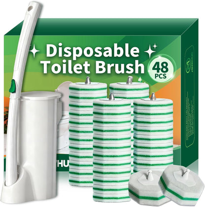 Disposable Toilet Bowl Brush with 36 Toilet Wand Refills Pads Replacement Heads, Toilet Cleaning Stick,Toilet Bowl Cleaner Wands Holder and Set, Toilet Cleaning System Starter Kit