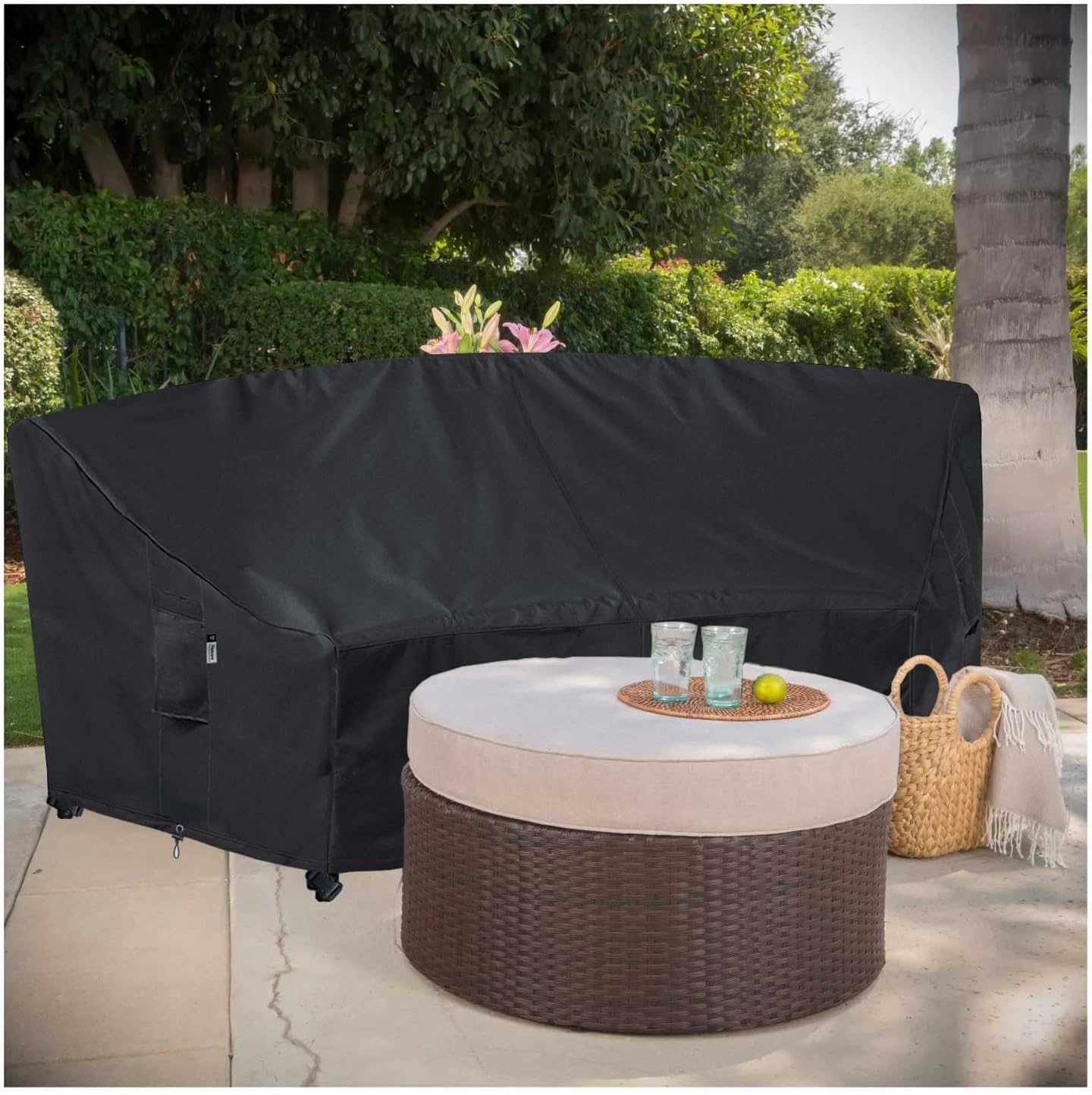 Patio Deck Box Cover, 63x30 Inch Fire Pit Covers with Straps and Handles, Waterproof Heavy Duty Outdoor Furniture Winter Cover for Keter, Suncast, Lifetime Container