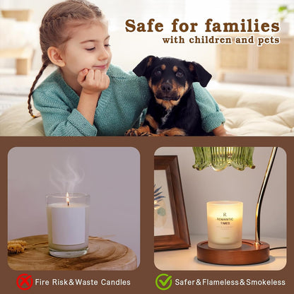 Funistree Flower Candle Warmer Lamp with Timer, Dimmable Candle Lamp Warmer, Christmas Birthday Gifts for Women Mom Her, Housewarming Home Decor, Lotus Wax Warmer for Yankee Candles - Lily Amber