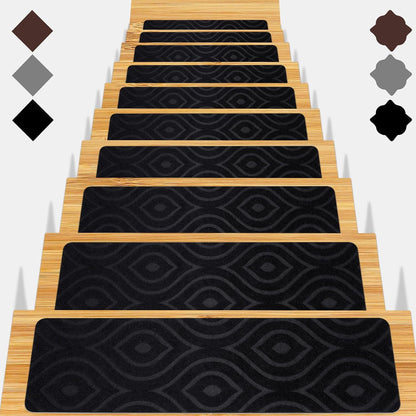 Stair Treads for Wooden Steps 15pcs - 8x30in Carpet Stairs Runner Indoor Non-Slip Stair Mats for Kids Elders and Pets